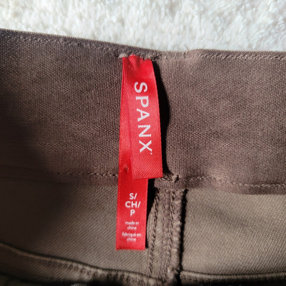 SPANX Stretch Twill Wide Leg Crop Pants High Rise Mauve Brown Small - Picture 6 of 12